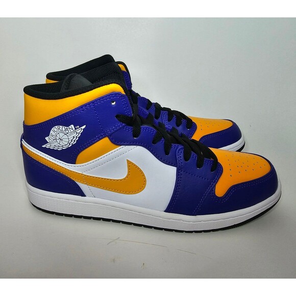 Nike Air Jordan 1 Mid Sneaker Lakers Purple Shoes Men\'s 10 DQ8426-517 11.5W LA main image 5